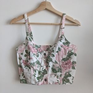 Floral Denim Vest